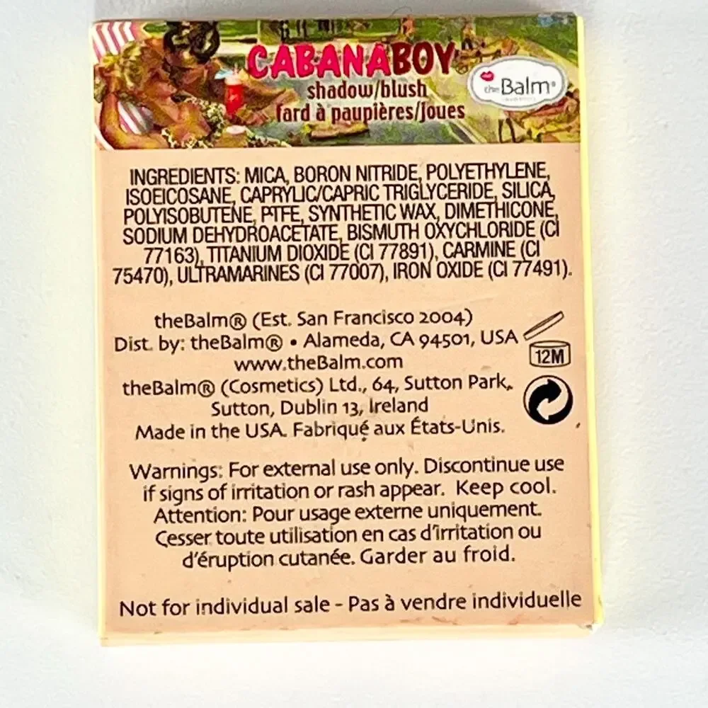 The Balm CabanaBoy Blush Eye Shadow Rose Clean Travel .02 oz .57g New